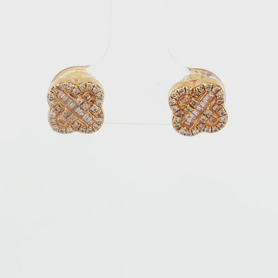 Four-Leaf Clover Diamond Stud Earrings
