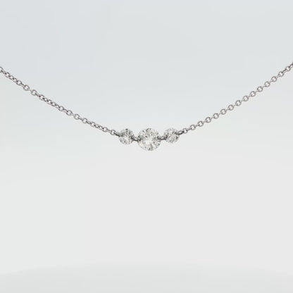 SDJ .46 CTW 3 STONE PENDANT 14K WG 18\" ADJ DIA