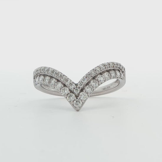 18K WG DOUBLE V SHAPE RING .50 CTTW