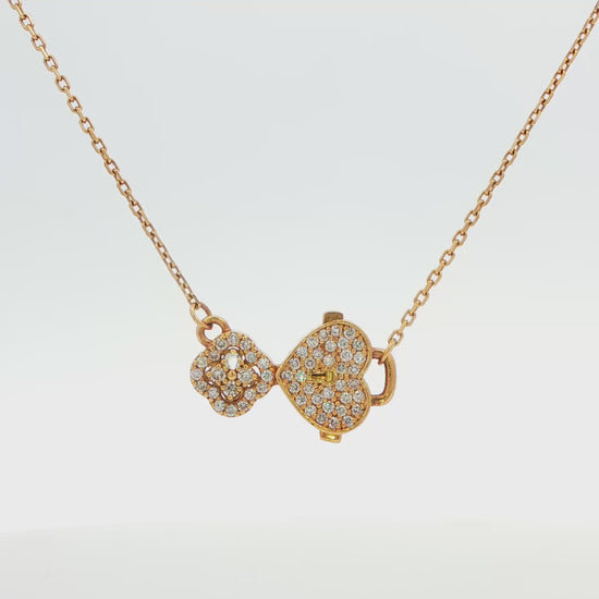 Diamond Key and Heart Necklace