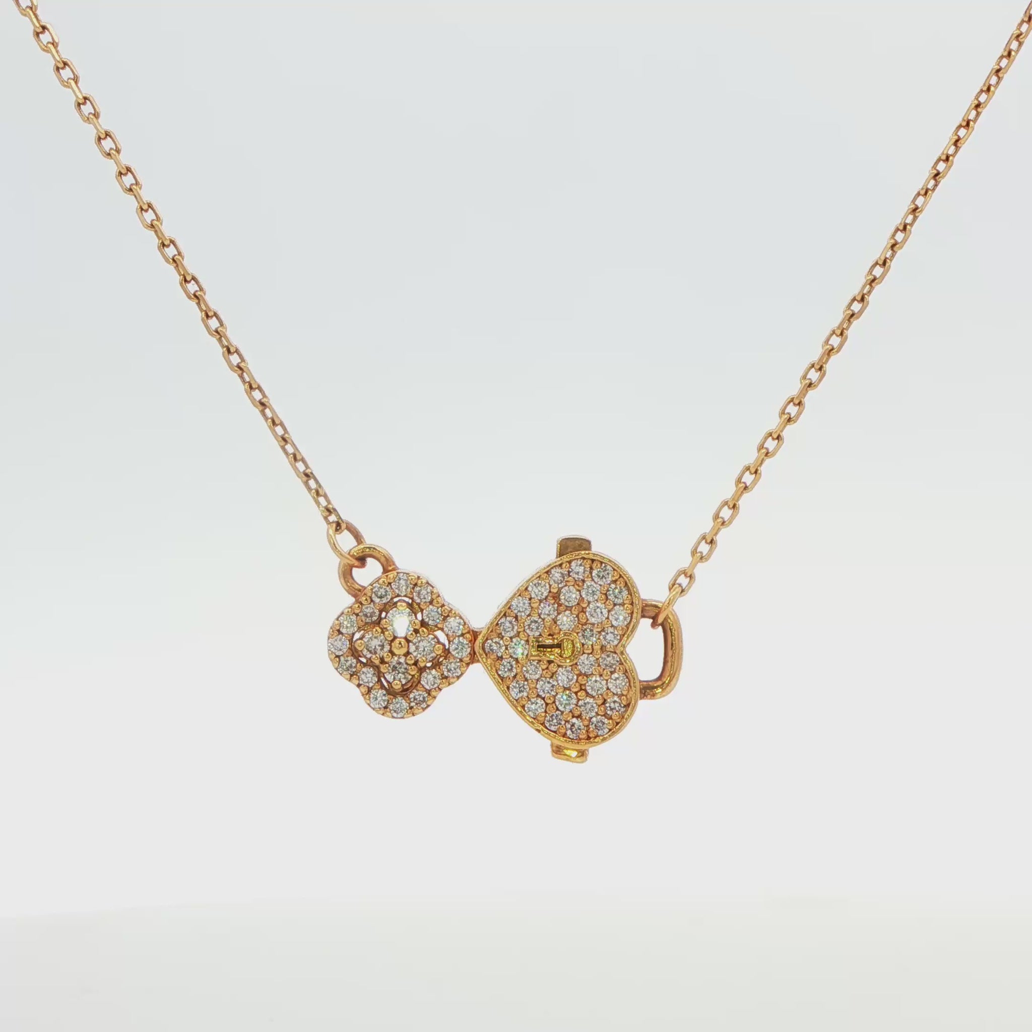 Diamond Key and Heart Necklace