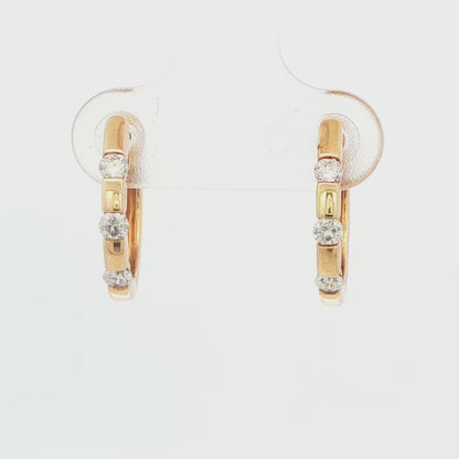 14K Yellow Gold Diamond Hoop Earrings