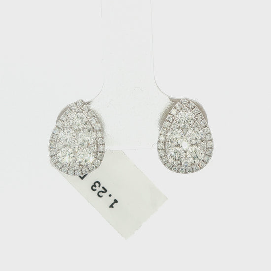 Pear Halo Diamond Earrings