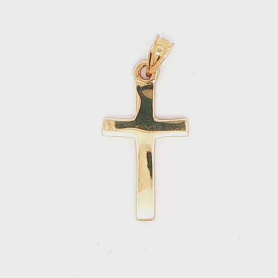14K YG SOLID POLISHED CROSS 2.0G