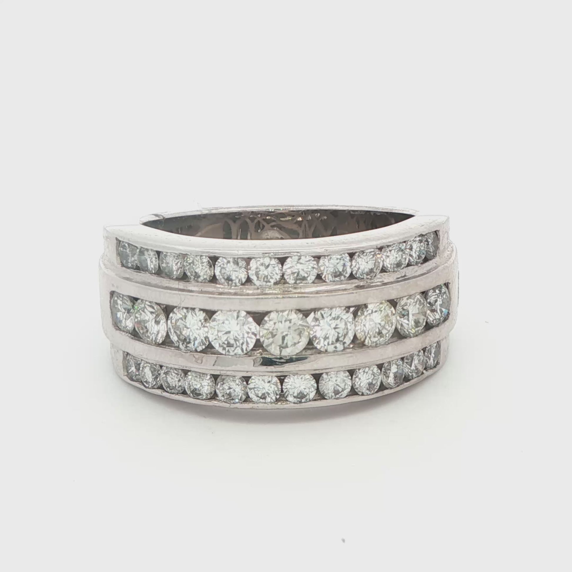 18K WG 2.25 CTTW 3 ROW DIAMOND RINGS