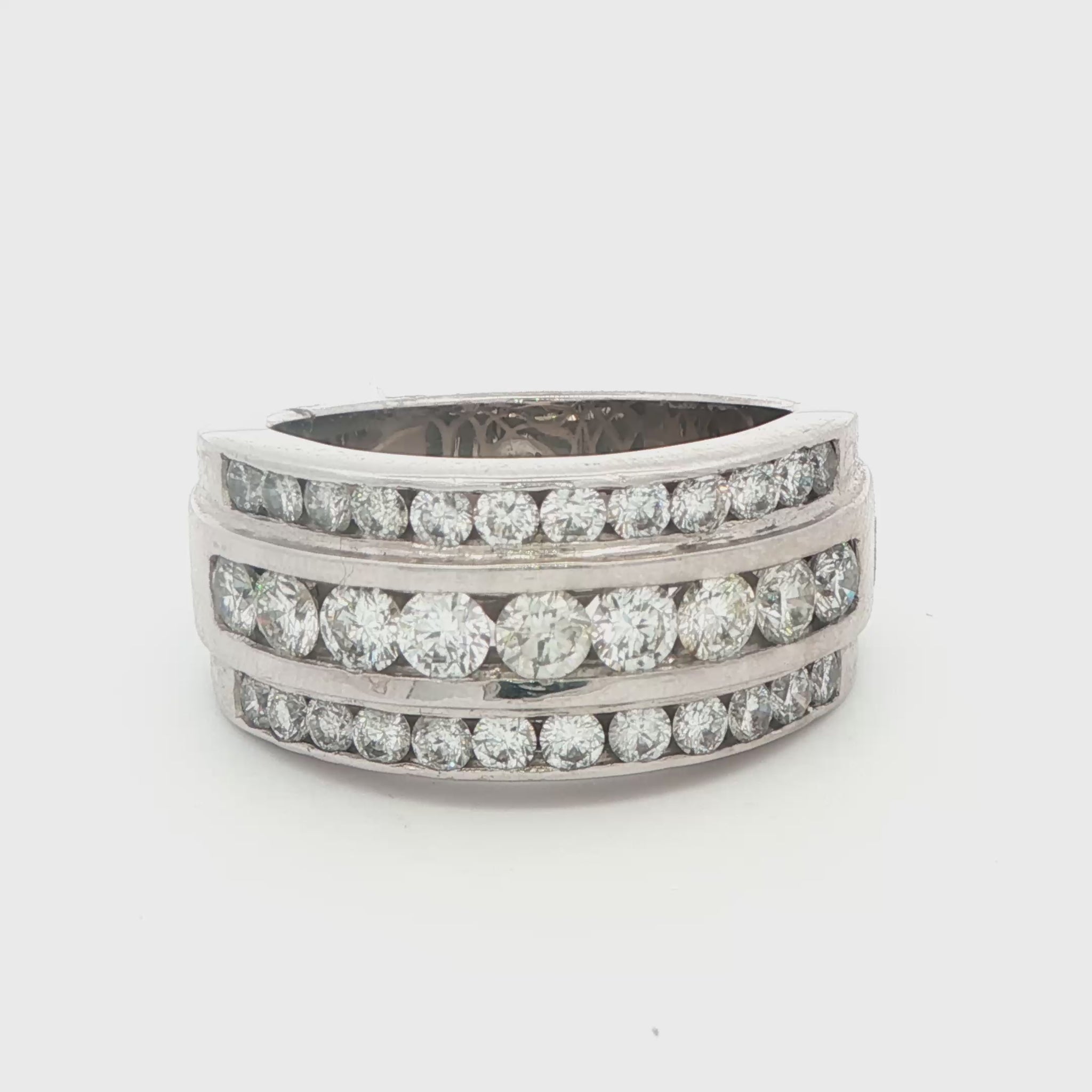 18K WG 2.25 CTTW 3 ROW DIAMOND RINGS