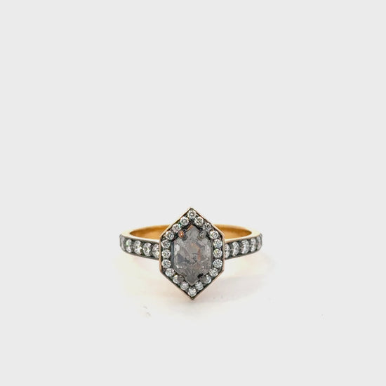 Salt and Pepper Diamond Engagement Ring
