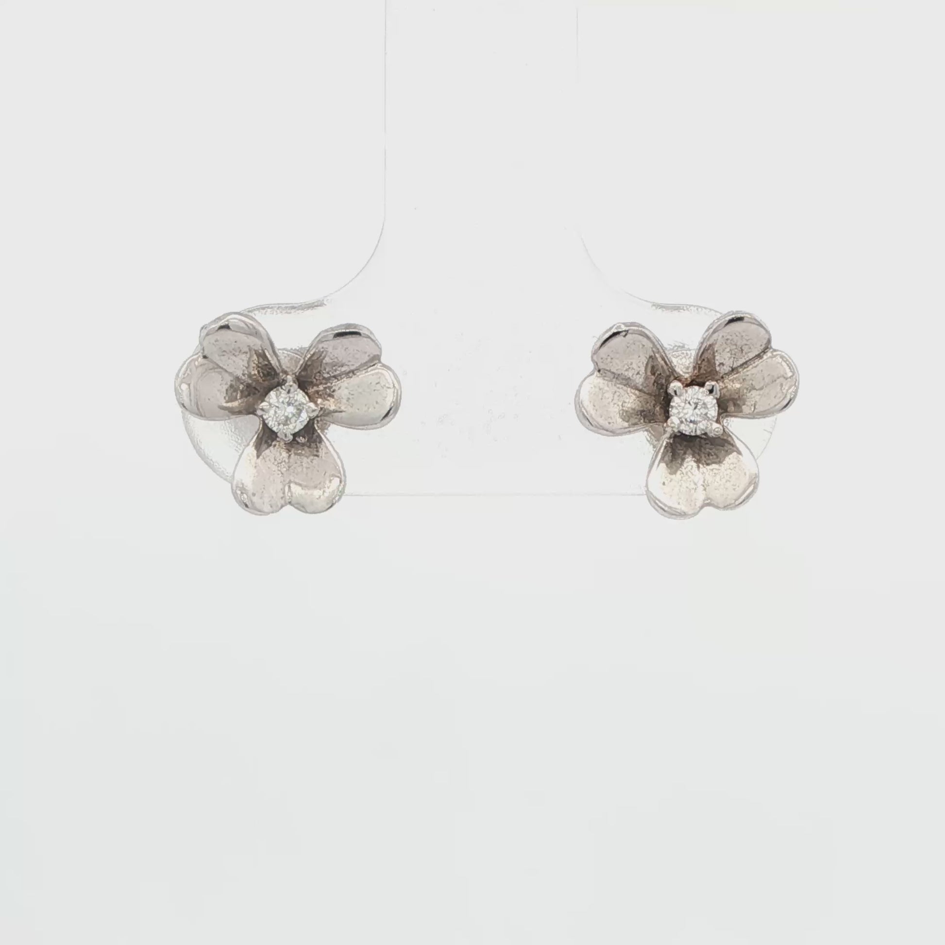 14K WG .04 CTTW FLOWER STUD EAR