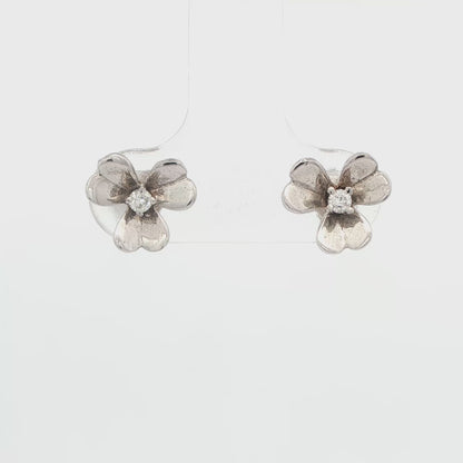 14K WG .04 CTTW FLOWER STUD EAR