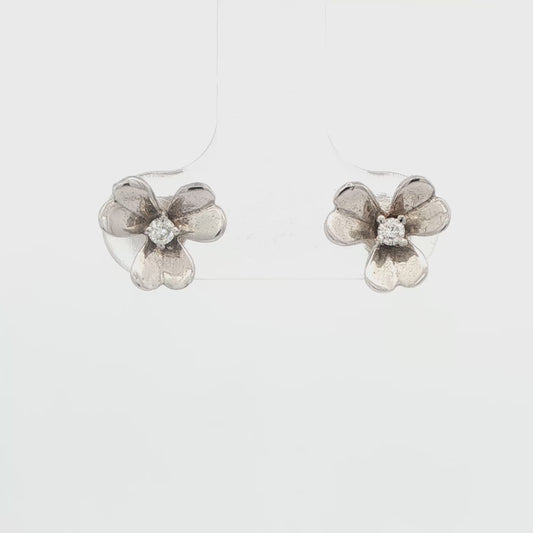 14K WG .04 CTTW FLOWER STUD EAR
