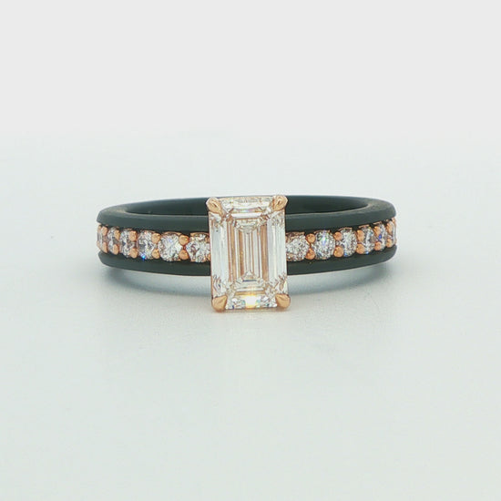 1.61 CTW Yellow & Black Gold Emerald-Cut Lab-Grown Diamond Engagement Ring