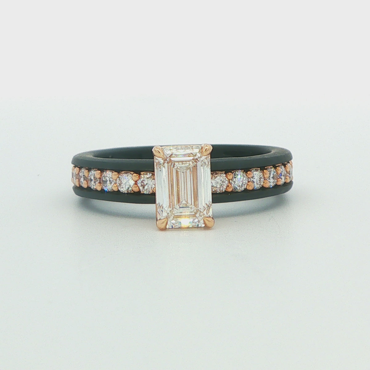 1.61 CTW Yellow & Black Gold Emerald-Cut Lab-Grown Diamond Engagement Ring