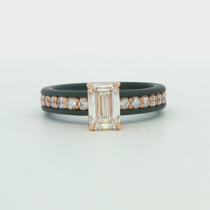 1.61 CTW Yellow & Black Gold Emerald-Cut Lab-Grown Diamond Engagement Ring