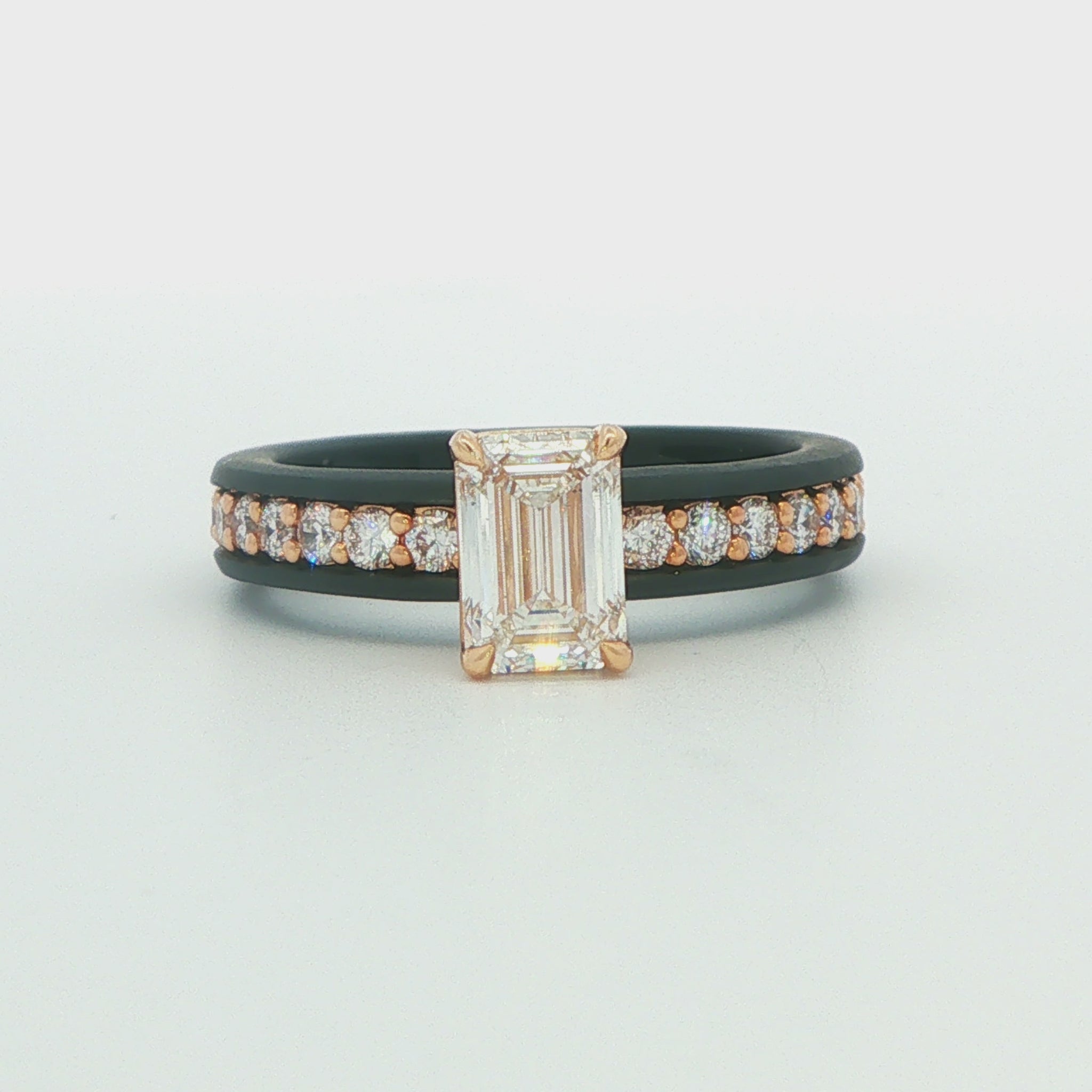 1.61 CTW Yellow & Black Gold Emerald-Cut Lab-Grown Diamond Engagement Ring
