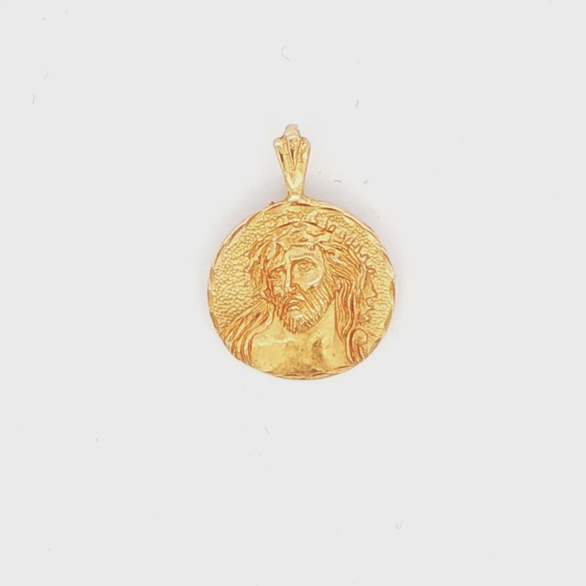 14K YG ROUND JESUS HEAD PENDANT 1.6G