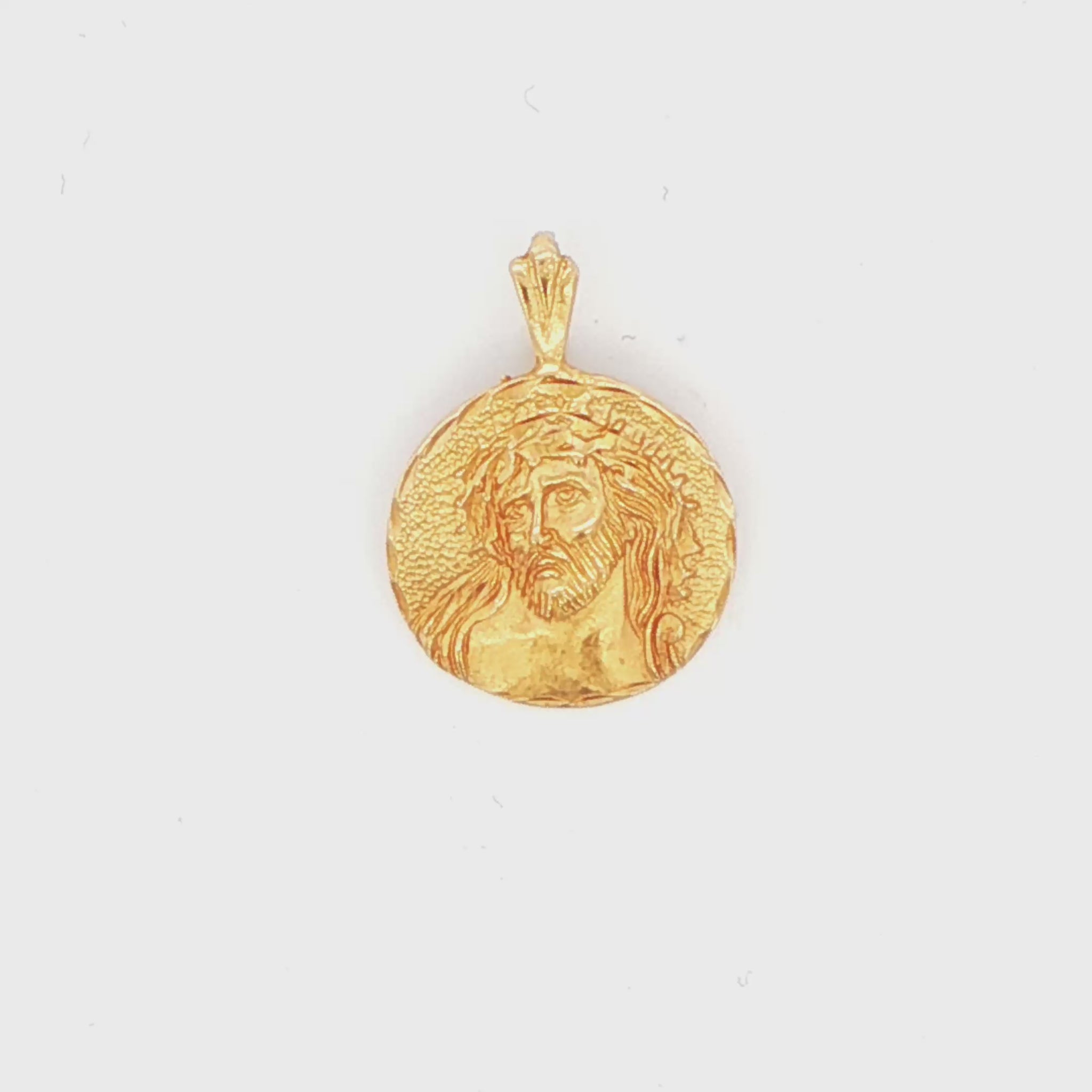 14K YG ROUND JESUS HEAD PENDANT 1.6G