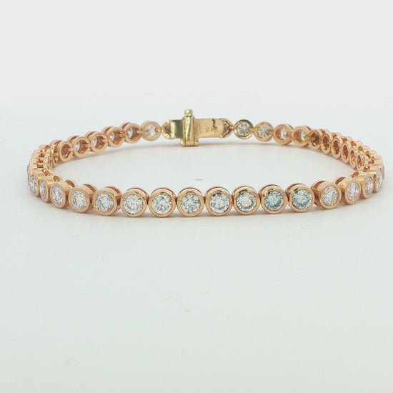 Yellow Gold Bezel-Set Round Diamond Tennis Bracelet 
