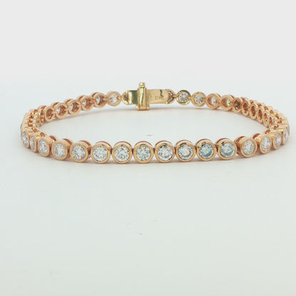 Yellow Gold Bezel-Set Round Diamond Tennis Bracelet 