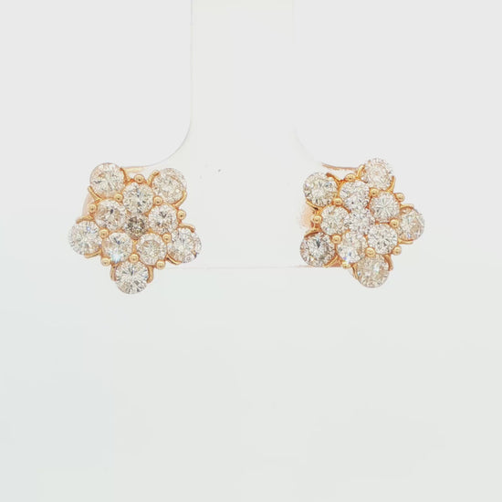 Diamond Floral Cluster Stud Earrings