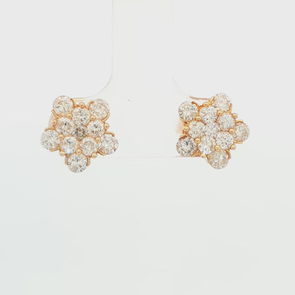 Diamond Floral Cluster Stud Earrings