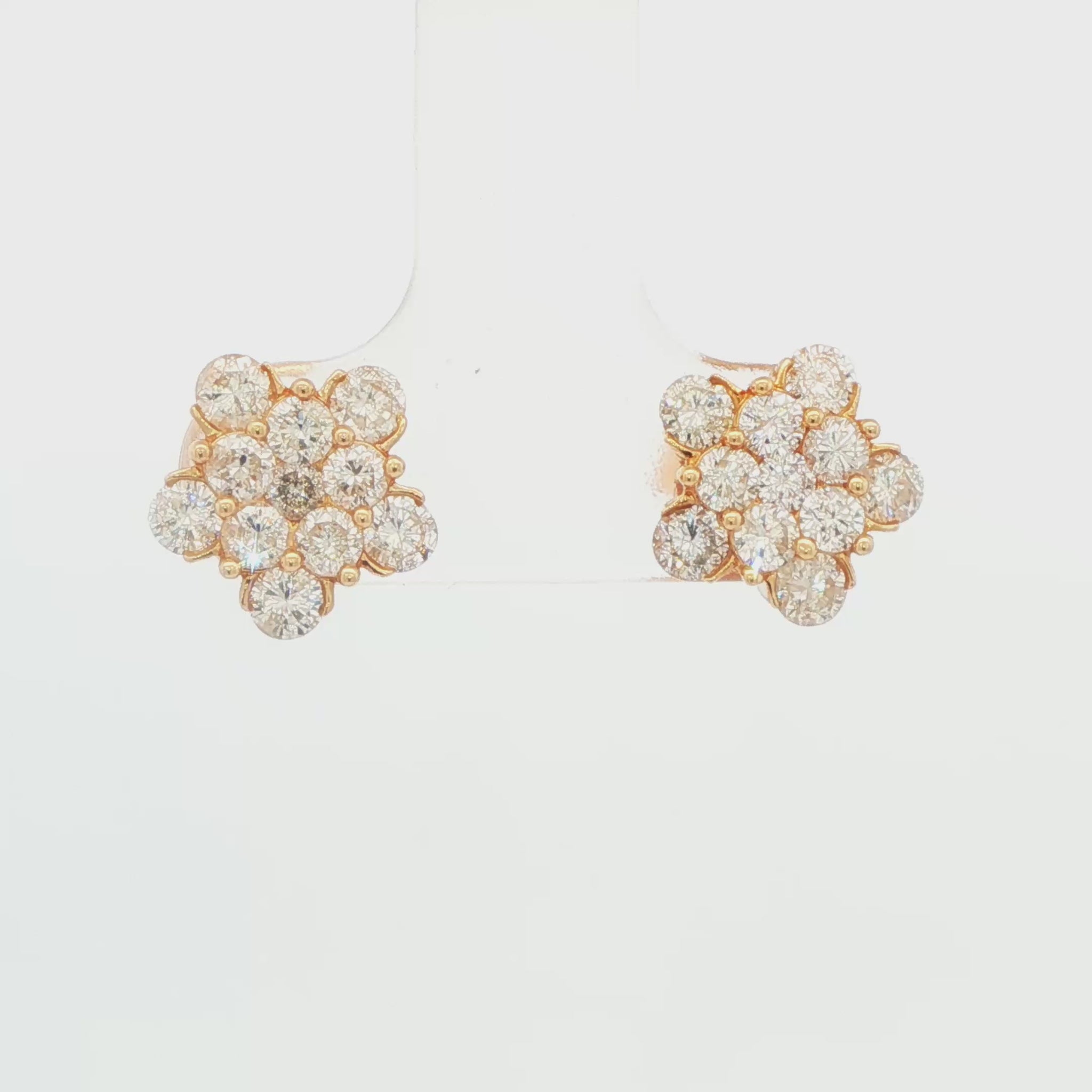 Diamond Floral Cluster Stud Earrings