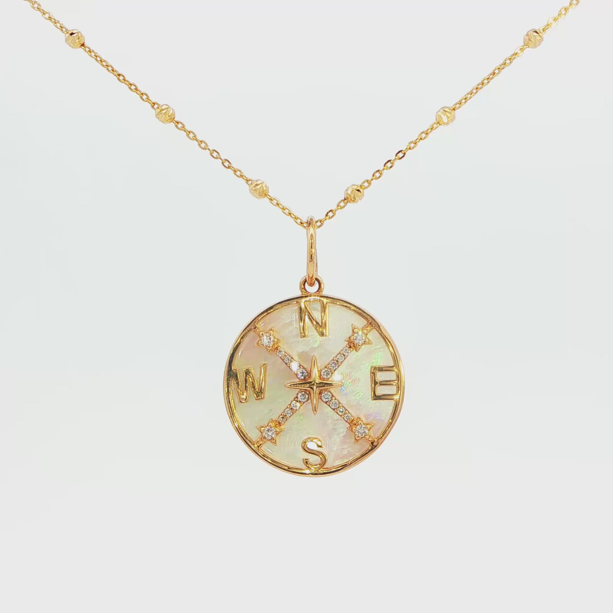 Compass Mother-of-Pearl Diamond Necklace