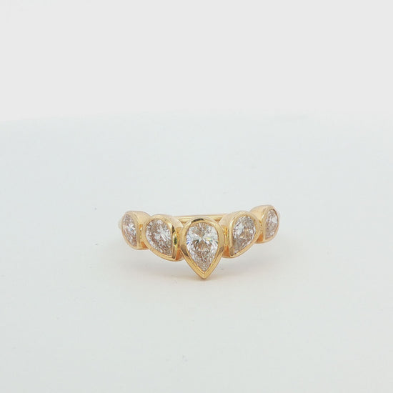 Pear-Shaped Lab Diamond Chevron Wedding Band