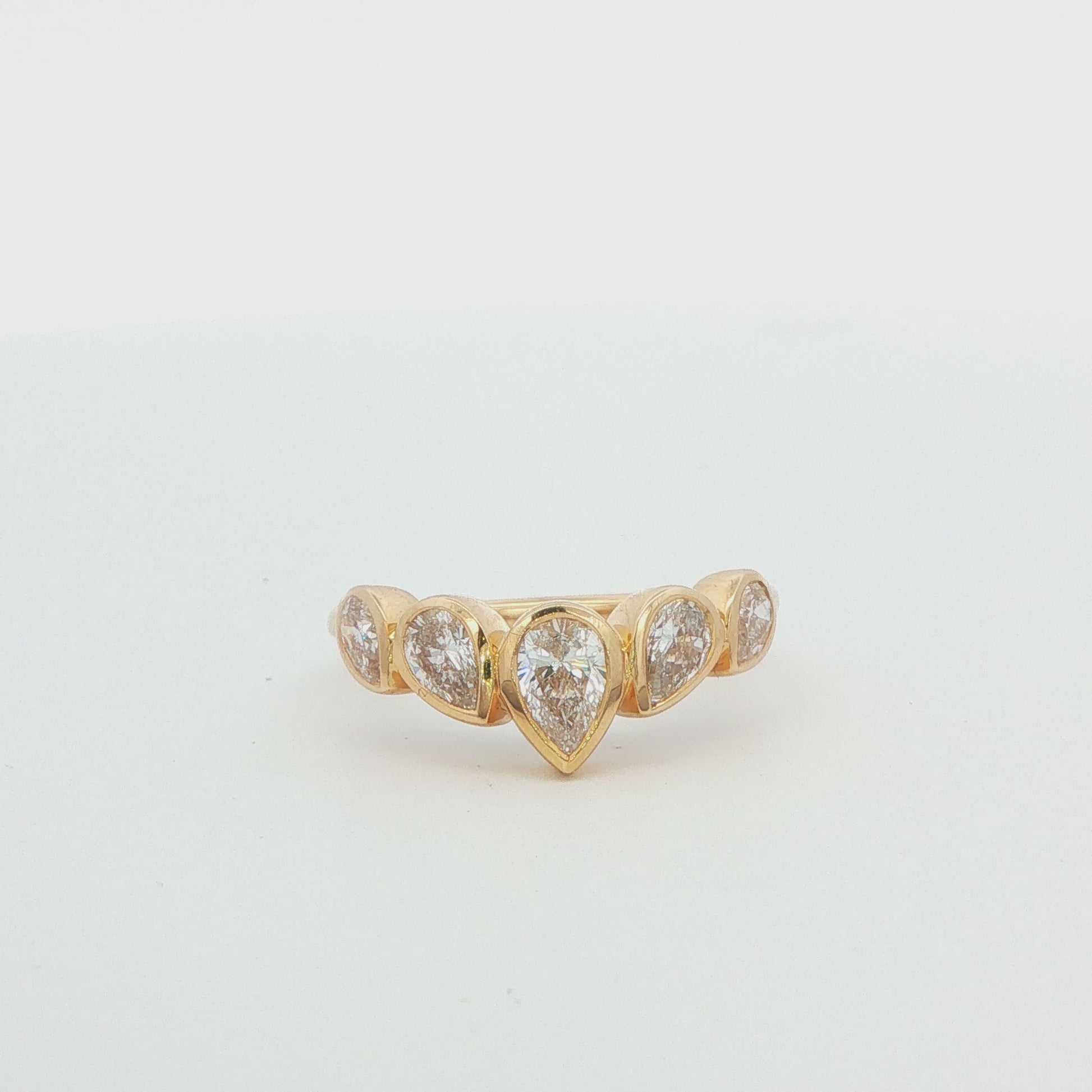 Pear-Shaped Lab Diamond Chevron Wedding Band