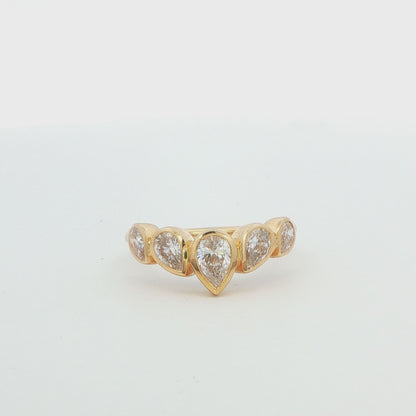 Pear-Shaped Lab Diamond Chevron Wedding Band