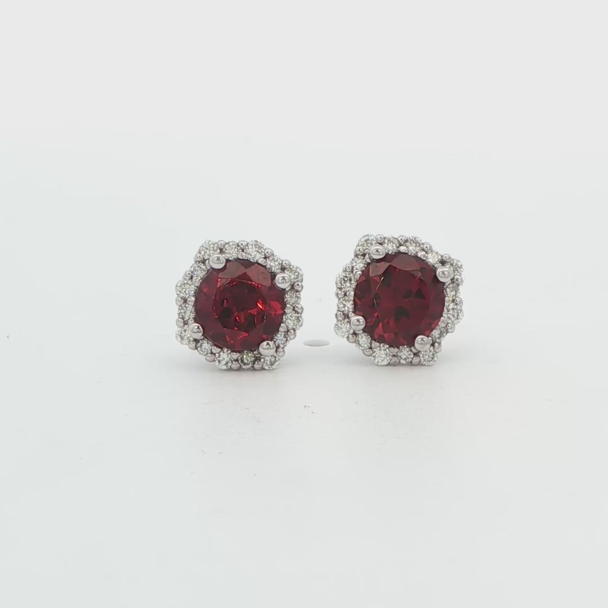 Garnet Halo Stud Earrings