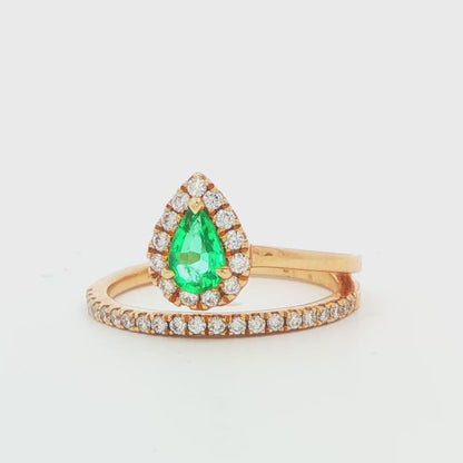 Pear-Shaped Emerald and Diamond Ring