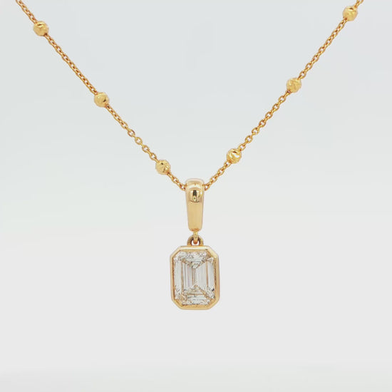 14K YG LG EMERALD CUT DIA 1.00 CTW  BEZEL PNDT