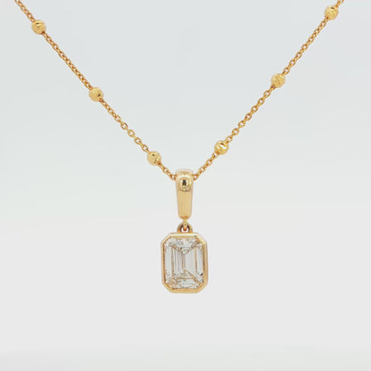 14K YG LG EMERALD CUT DIA 1.00 CTW  BEZEL PNDT