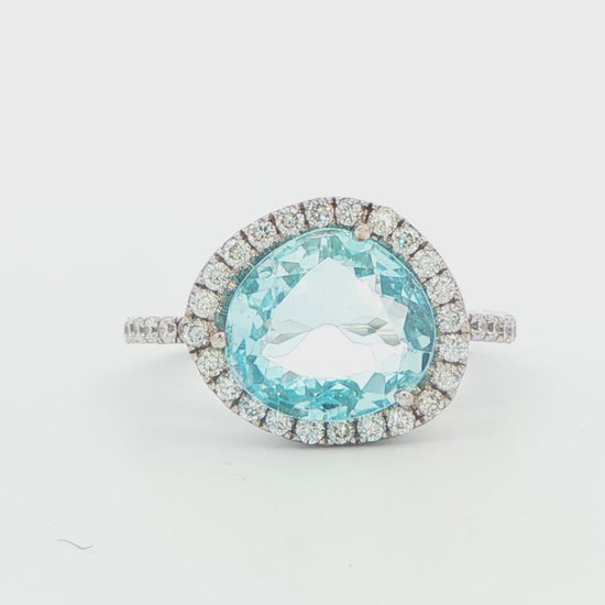 18K WG FANCY CUT B TOPAZ AND DIA RING 2.87 GTW, .37 CTTW