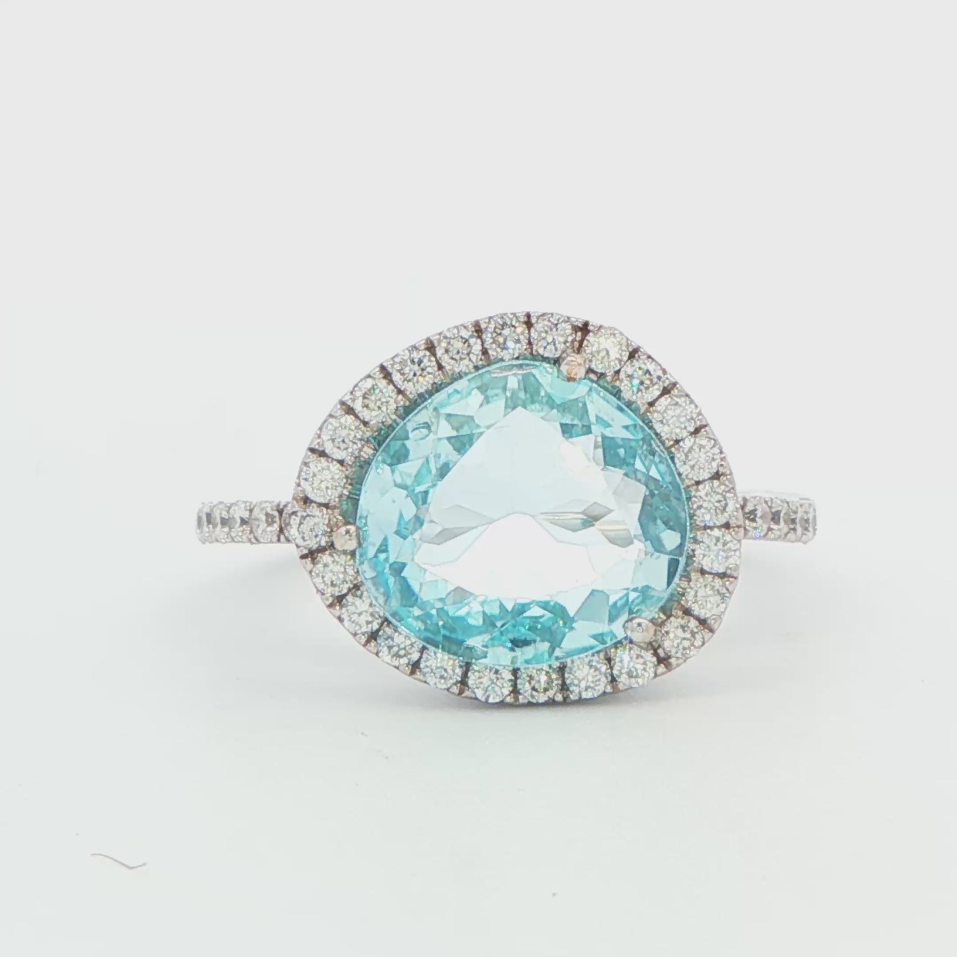 18K WG FANCY CUT B TOPAZ AND DIA RING 2.87 GTW, .37 CTTW