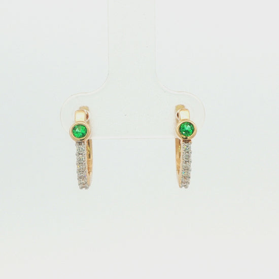 Emerald and Diamond Hoop Earrings