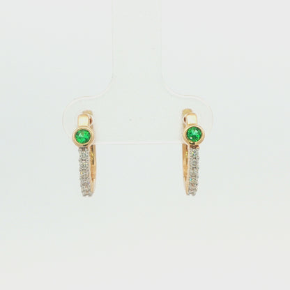 Emerald and Diamond Hoop Earrings