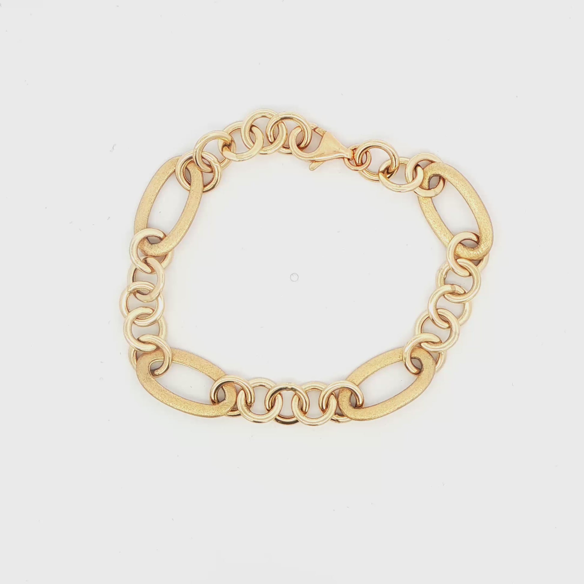 14K YG FANCY LINK  MAT FINISH BRACELET 6.3G