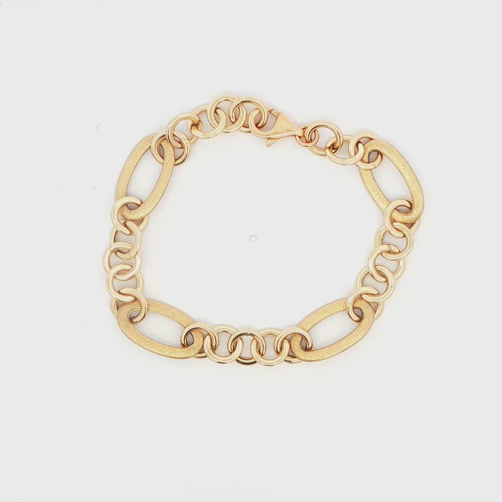 14K YG FANCY LINK  MAT FINISH BRACELET 6.3G