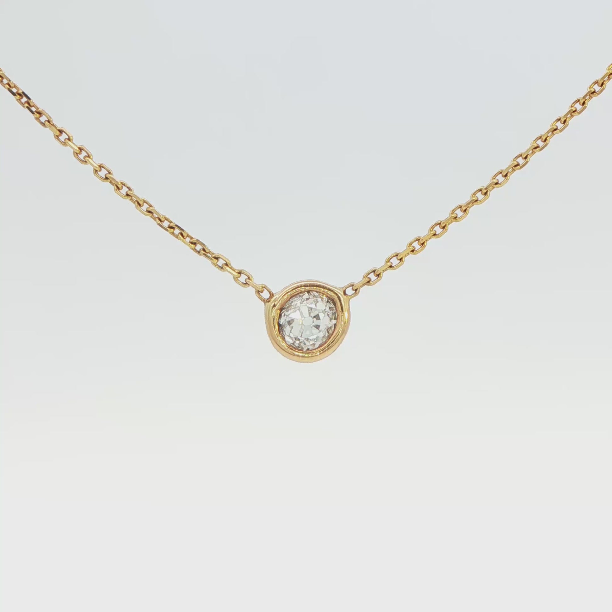 Old Miner Cut Diamond Bezel Necklace