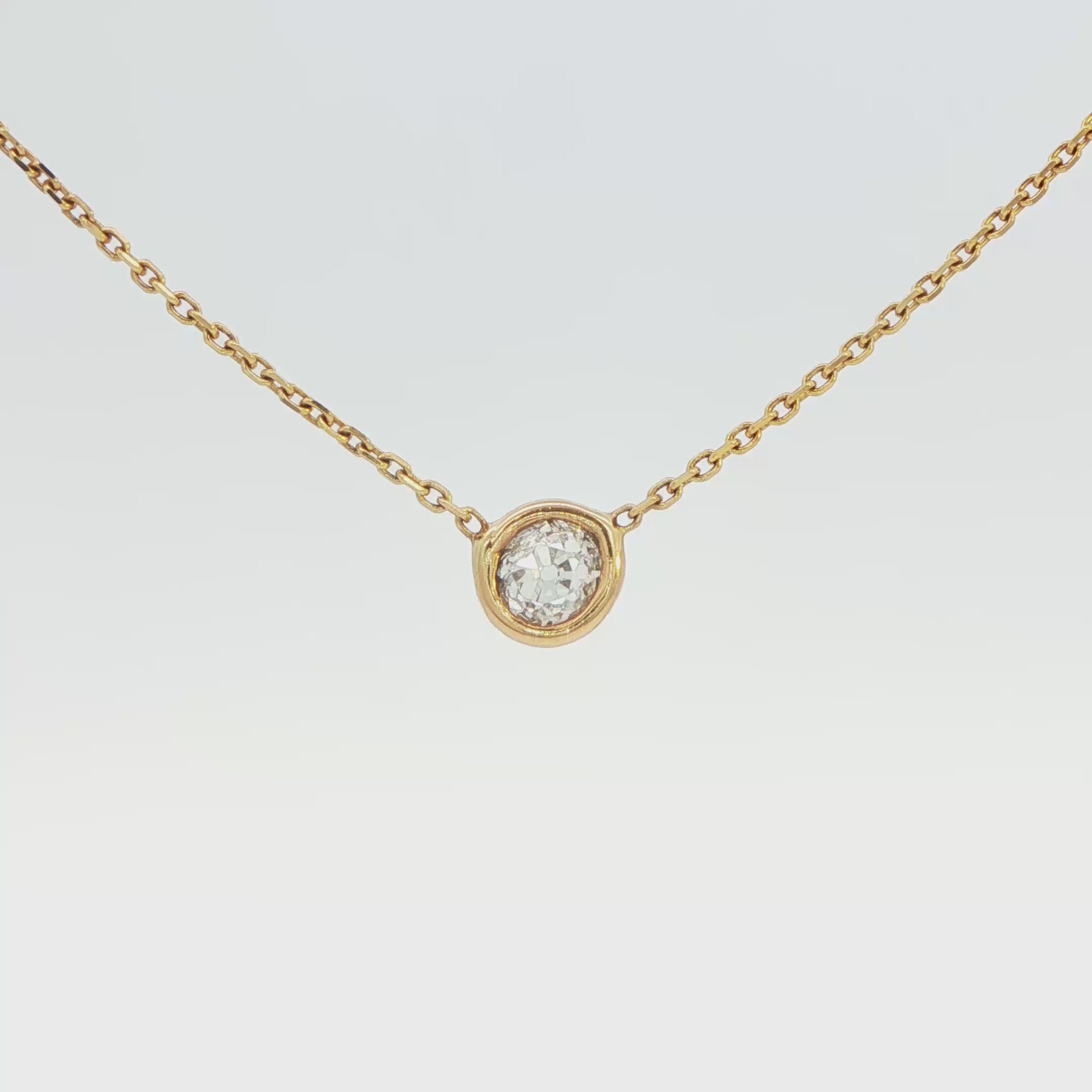 Old Miner Cut Diamond Bezel Necklace