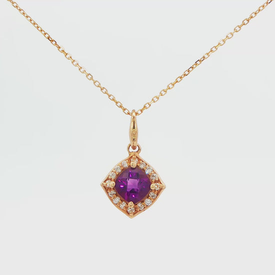 Amethyst and Diamond Pendant Necklace