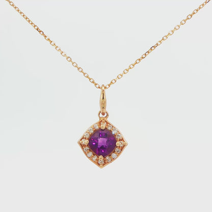 Amethyst and Diamond Pendant Necklace