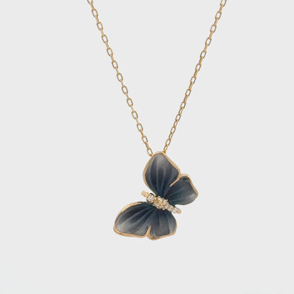 Blue Butterfly Diamond Necklace