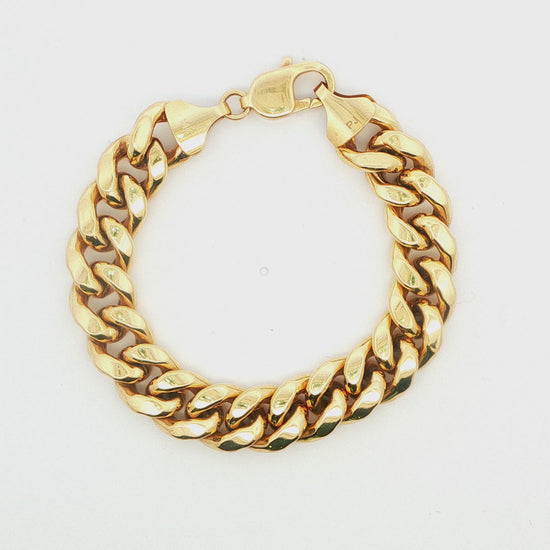 14K YG SEMI SOLID CUBAN BRACELET 8 INCHES 29.4 GRAMS