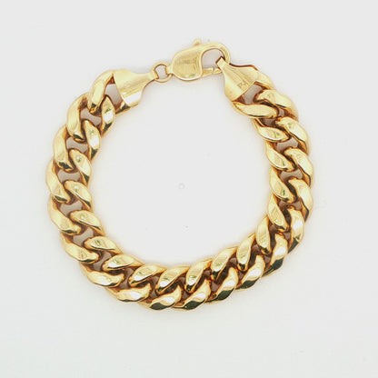 14K YG SEMI SOLID CUBAN BRACELET 8 INCHES 29.4 GRAMS