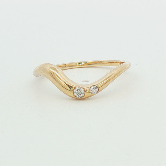 10K Yellow Gold Wave Diamond Ring