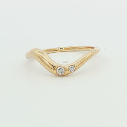10K Yellow Gold Wave Diamond Ring