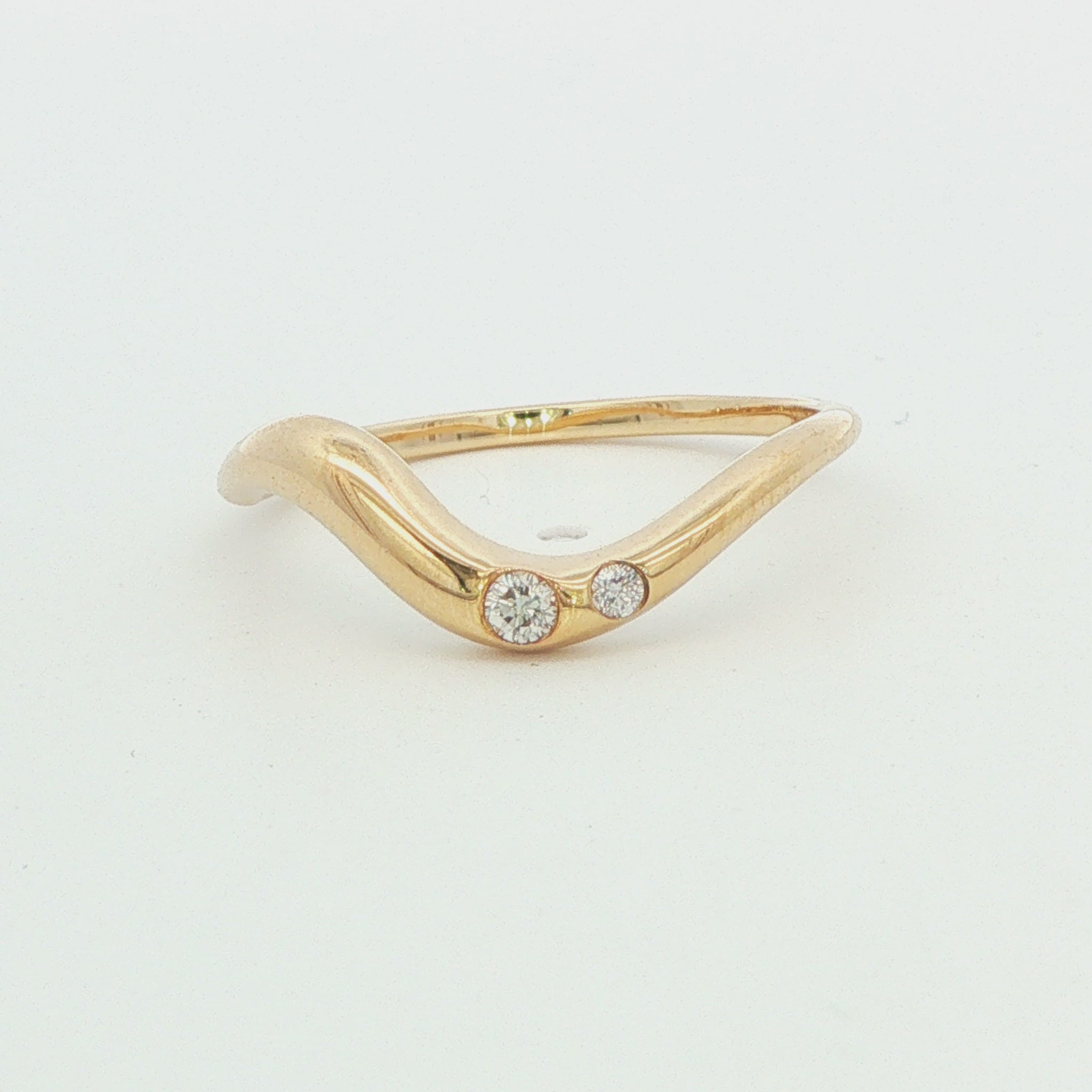 10K Yellow Gold Wave Diamond Ring