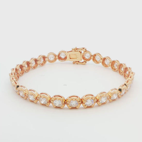 14K YG LG DIA BRAC FLOWER DESIGN, 6.09 CTTW, 29 STONES, 7\"